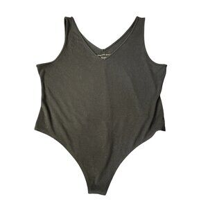 American Eagle Tank Sleeveless Bodysuit XXL  Black Ribbed Thong Snap 2XL